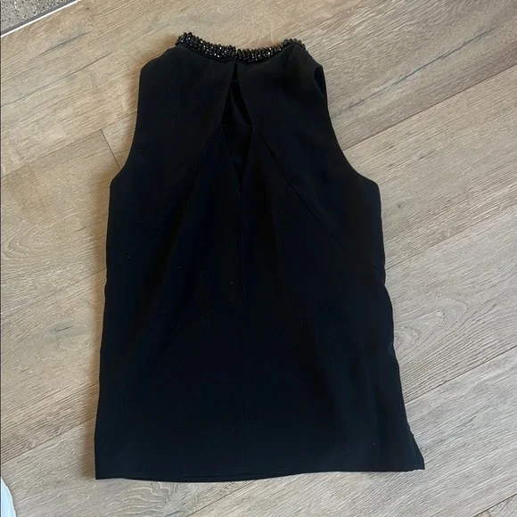 Cynthia Fowler Elegant Black Sleeveless Top with Beaded Collar. Size small - Picture 3 of 3